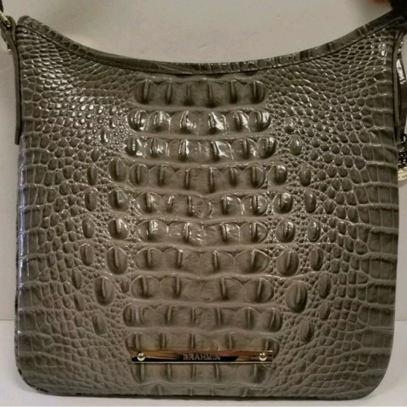 Brahmin Gray Crocodile Embossed Crossbody Bag - Picture 3 of 7